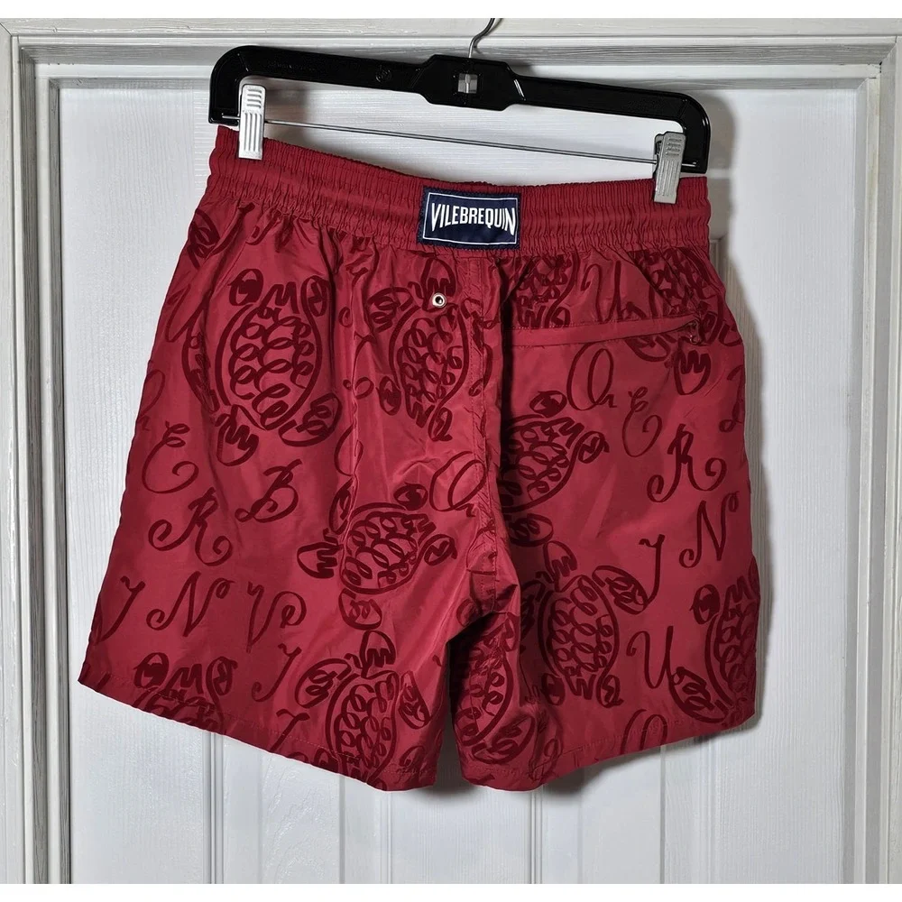 Vilebrequin Moulin Rouge Swim Trunks Men's Size Medium Velvet Ribbons Turtles